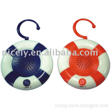FM shower radio with speaker and hook